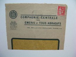 Type Paix  Perforé CE83  Sur Devant De Lettre  Compagnie Centrale Des Emeris Et Tous Abrasifs 1933 - Cartas & Documentos