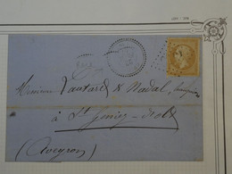 BN17 FRANCE BELLE LETTRE 1867 A ST GENIEZ AVEYRON +NAPOLEON N°21 +CACHET PERLé++AFFRANC.INTERESSANT + + - 1862 Napoléon III