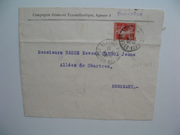 Semeuse   perforé CGT149 Sur Lettre Compagnie Génrale Transatlantique  Agence De Bordeaux  1913 - Briefe U. Dokumente