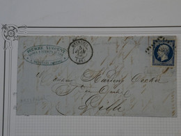 BN17 FRANCE BELLE LETTRE RR 1856 BUREAU RARE MEYRUELS A LILLE+NAP. N°14 FONCé +++AFFRANCH. INTERESSANT + + - 1853-1860 Napoleon III