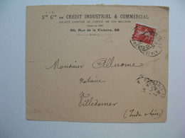 Semeuse perforé CIC172 Sur Lettre Crédit Industriel Et Commercial  1910 - Covers & Documents