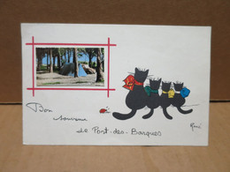 PORT DES BARQUES (17) Carte Souvenir Illustrée Chats Une Vue Camping - Other & Unclassified