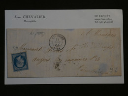 BN17 FRANCE BELLE LETTRE RR  1861 ALLANCHE A  ANGERS +NAP. N°14 LOS. ++AFFRANCH. PLAISANT + + - 1853-1860 Napoléon III.