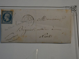 BN17 FRANCE BELLE LETTRE RR  1861 AVRANCHE A  NIORT +NAP. N°14 LOS. ++AFFRANCH. PLAISANT + + - 1853-1860 Napoléon III