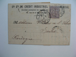 Semeuse  Perforé CIC172 Sur Lettre Crédit Industriel Et Commercial  1904 - Covers & Documents