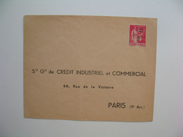 Type Paix  Perforé CIC174  Sur Lettre Crédit Industriel Et Commercial - Covers & Documents