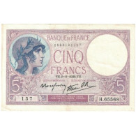 France, 5 Francs, Violet, 1939, H.65568, TTB+, Fayette:4.14, KM:72d - 5 F 1917-1940 ''Violet''