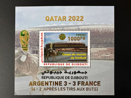 Djibouti Dschibuti 2022 Overprint Argentina Argentine Champion Mi. Bl. 165 FIFA World Cup Qatar Coupe Du Monde Football - Dschibuti (1977-...)