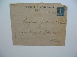 Semeuse,  Perforé CL188 Sur Lettre  Crédit Lyonnais - Cartas & Documentos