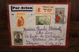 1946 Madagascar France Fontaine Les Dijon Cover Recommandé Registered Reco - Covers & Documents