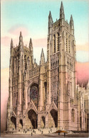 New York City Cathedral Of St John The Devine West Front Handcolored Albertype - Églises