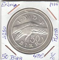 E4250 MONEDA ETIOPIA 50 BIRR 1974 PLATA SIN CIRCULAR - Etiopía