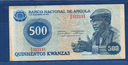 ANGOLA - P.116 – 500 Kwanzas 1979 F/VF, Prefix R/A 322191 - Angola