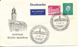 Germany Berlin Postal Stationery Air Mail Cover 7-2-1960 Berlin-Spandau Rathaus Very Nice Cover - Private Covers - Used