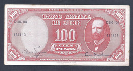 Chile – Billete Banknote De 100 Pesos / 10 Cents. De Escudo – Año 1947/58 - Chili