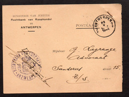 ANTWERPEN - ANVERS - Rechtbank Van Koophandel - Stempel Antwerpen 7 - 1944 + Bewijs Van Storting - Franchise