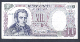 Chile – Billete Banknote De 1.000 Escudos – Año 1971 - Chili