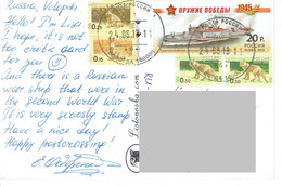 C5 :Russia - Military Warship, Ship Stamps Used On Postcard - Brieven En Documenten