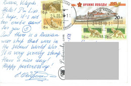 C5 :Russia - Military Warship, Ship Stamps Used On Postcard - Lettres & Documents