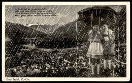 ALTE POSTKARTE BAD ISCHL IN ISCHL IST ES WUNDERSCHÖN WIE AUF... REGEN OBERÖSTERREICH Österreich Rain Raining AK Postcard - Bad Ischl