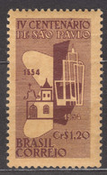 Brazil Brasil 1954 Mi#829 Mint Never Hinged, Brown Paper - Neufs