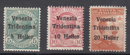 Italy Trento, Trentino Alto Adige 1918 Sassone#28-30 Mint Hinged - Trento
