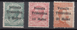 Italy Trento, Trentino Alto Adige 1918 Sassone#28-30 Mint Hinged - Trento