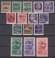 Italy Istria Yugoslavia Occupation, Pula (Pola) 1945 Sassone#22-36 Complete Issue, Mint Hinged / Never Hinged Signed - Unused Stamps