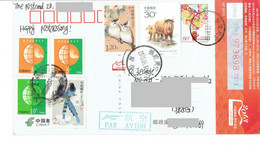 C6 : China - Chinese Yak Cow, Bird, Globe, New Year Decoration Stationery Card Stamps Used On Postcard - Brieven En Documenten