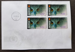 Norway Owl 2002 Wildlife Fauna Protected Birds Prey Bird Owls (ATM Label FDC) *defect - Brieven En Documenten