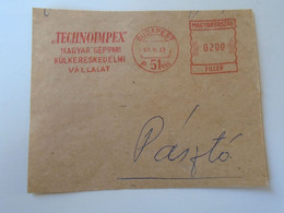 D193849  Hungary Cover Cut  - EMA Red Meter Freistempel  1967 Technoimpex Budapest - Vignette [ATM]