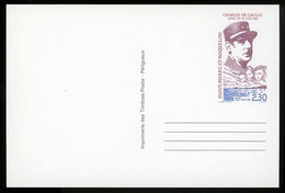 Saint Pierre Et Miquelon  -  1990  -  Entiers Postaux  :  Yv  30  **  De Gaulle , Cote: 13 € - Entiers Postaux