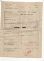 Autorisation De Passage Par Voie Aérienne ,épouse De Lieutenant, Militaria, Base Transit Air,  Frais Fr 1.85 E - Zonder Classificatie