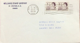 CANADA 1970, COVER USED TO USA, FIRM WILLIAMS STAMP COMPANY, QUEEN STAMP, ST.STEPHEN TOWN CANCEL - Lettres & Documents