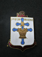 ANCIEN INSIGNE EMAILLE GENIE LE 1° B.G (Bataillon Du Génie D.F.L) A.B + POINCON - Armée De Terre