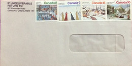 CANADA 1990, COVER USED TO USA, 1974 CHRISTMAS 4 DIFF STAMP, FULL SET, PAINTING, VILLAGE, MOUNTAIN,  ICE CONE, SKATES - Cartas & Documentos