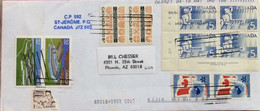 CANADA 1983, COVER USED TO USA,1955 PIONEER SETTLER ELECTRICITY, 1967 GLOBE & FLAG, HIGHWAY, 1983 FORT WILLIAM ,TOTAL10 - Covers & Documents