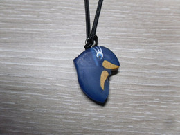 DAUPHIN BLEU Pendentif Résine Et Bois Avec Cordon Réglable - Pendants