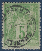 Obliteration Rare Sage N/U N°106 5c Vert Jaune Dateur Noir Baton " Chargements / St Etienne " Pas Coté Mathieu TTB - 1898-1900 Sage (Type III)