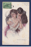 CPA 1 Euro Illustrateur Couple Woman Art Nouveau Circulé Prix De Départ 1 Euro - 1900-1949