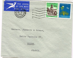 LA 198/1 - AFRIQUE DU SUD N° 254 + 256 Sur Lettre Par Avion Pour Les Champagnes Pommery à Reims - Lettres & Documents