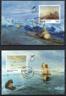 Greenland 1999. Paintings. Michel 336 - 337 Maxi Cards. Signed. - Cartes-Maximum (CM)