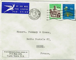 LA 198/4 - AFRIQUE DU SUD N° 254 + 256 Sur Lettre Par Avion Pour Les Champagnes Pommery à Reims - Lettres & Documents