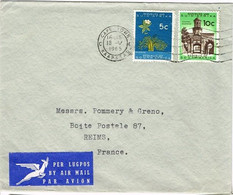 LA 198/8 - AFRIQUE DU SUD N° 254 + 256 Sur Lettre Par Avion Pour Les Champagnes Pommery à Reims - Covers & Documents