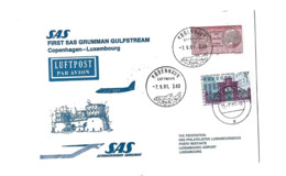 First SAS Grumman Gulfstream Copenhagen-Luxembourg.1981. - Luchtpostzegels