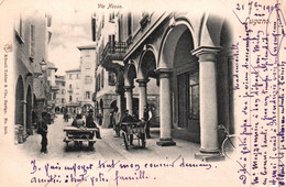 Lugano - Via Nassa - Attelage - Cachet Hôtel Garni WALTER - 1905 - Suisse Switzerland - Lugano