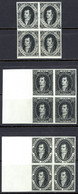 Argentina Sc# 8-10 PROOF Blocks/4 RARE 1864-1867 5c-15c Black Imperf Rivadavia - Nuevos