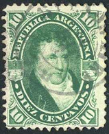 Argentina Sc# 18A Used 1867 10c Green Manuel Belgrano - Used Stamps