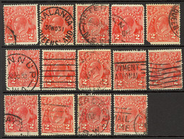 Australia Sc# 71 SG# 99a Used Lot/14 1930 2p Red KGV - Oblitérés