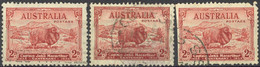 Australia Sc# 147 Used Lot/3 1934 2p Copper Red Merino Sheep - Usados